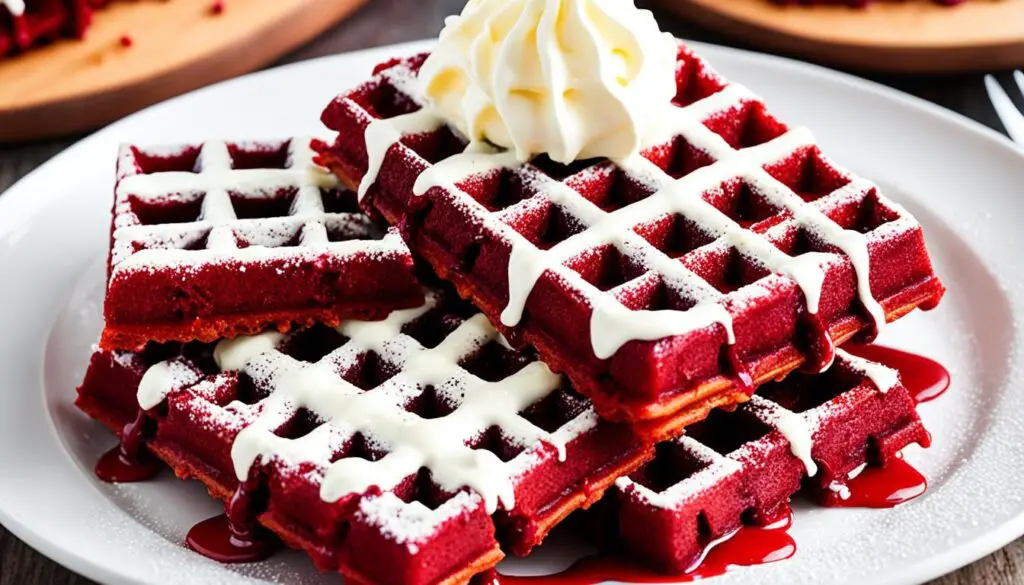 Red-Velvet-Waffle-with-Cream-Cheese-Glaze-Recipe-Makes-8-Waffles