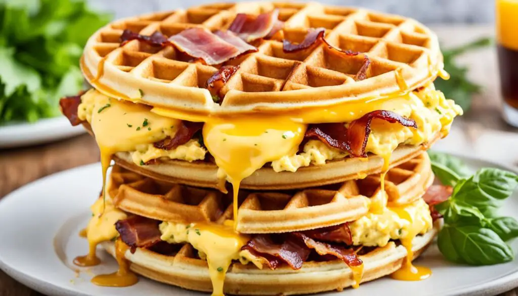 savory waffle breakfast sandwiches