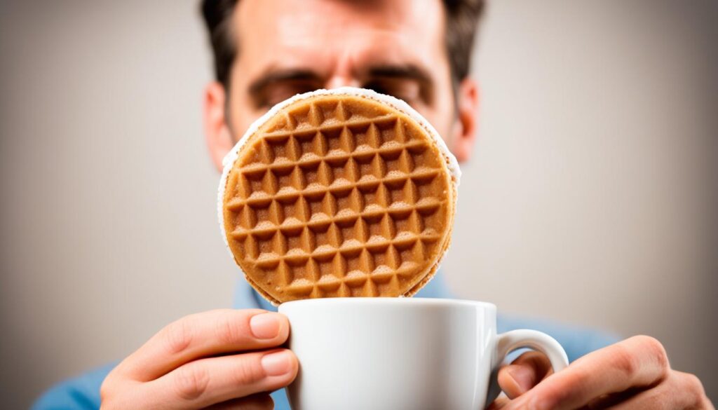 Traditional stroopwafel eating