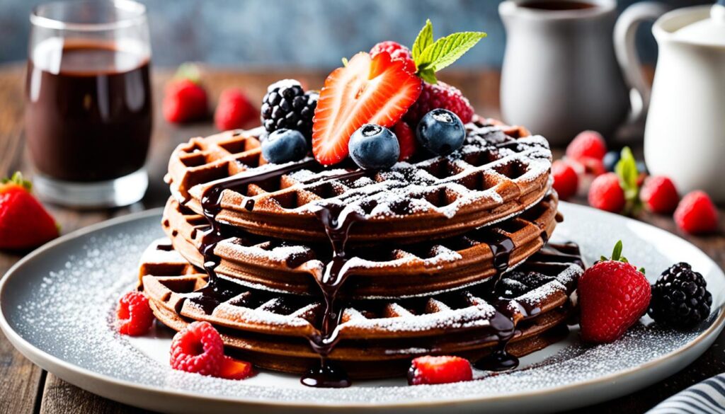 Vegan gluten-free chocolate brownie waffles
