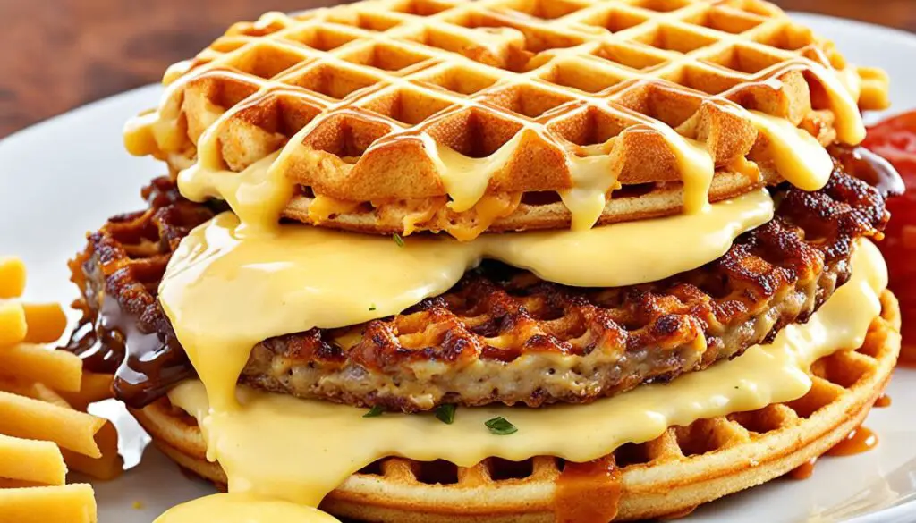 mac and cheese waffle burger