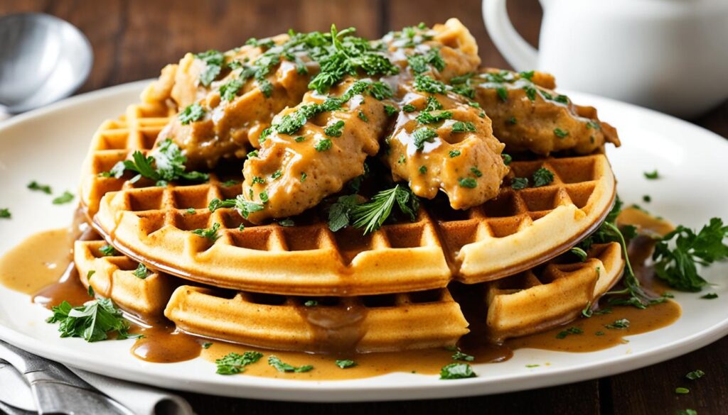 Savory gravy and herbs topping