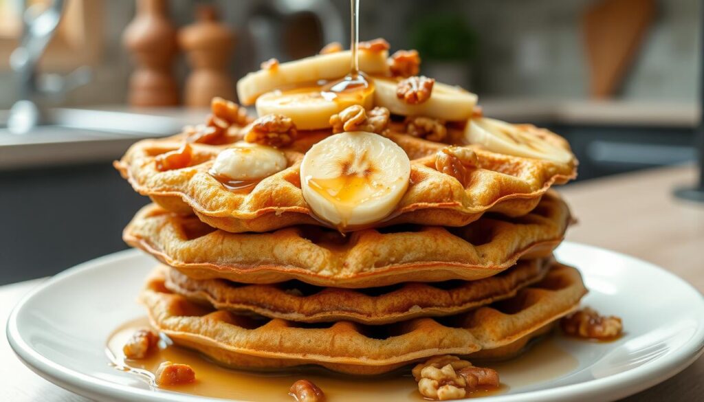 Banana nut protein waffles