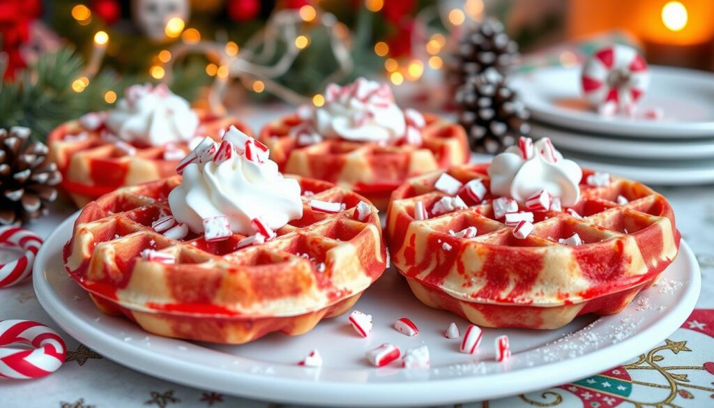 Candy cane waffles