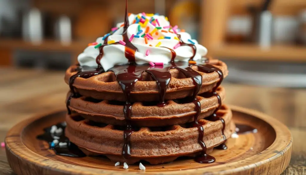 Chocolate cake mix waffles