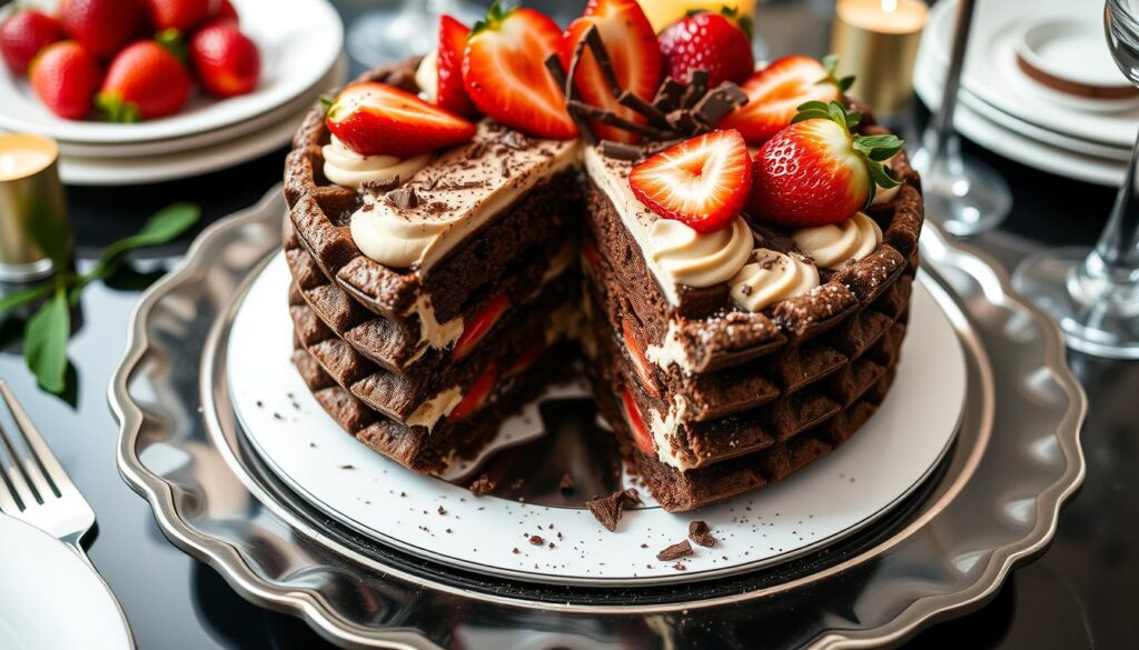 Chocolate waffle cake for special occasions