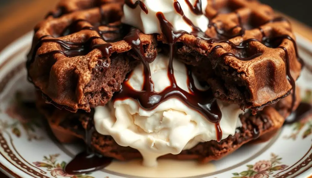 Chocolate waffle ice cream sandwich