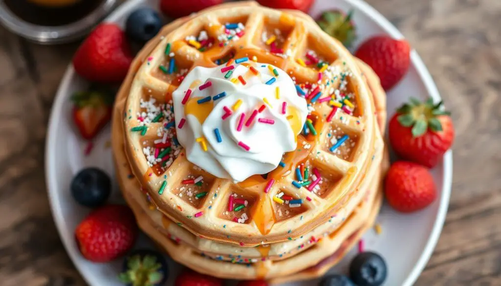 Colorful funfetti waffles