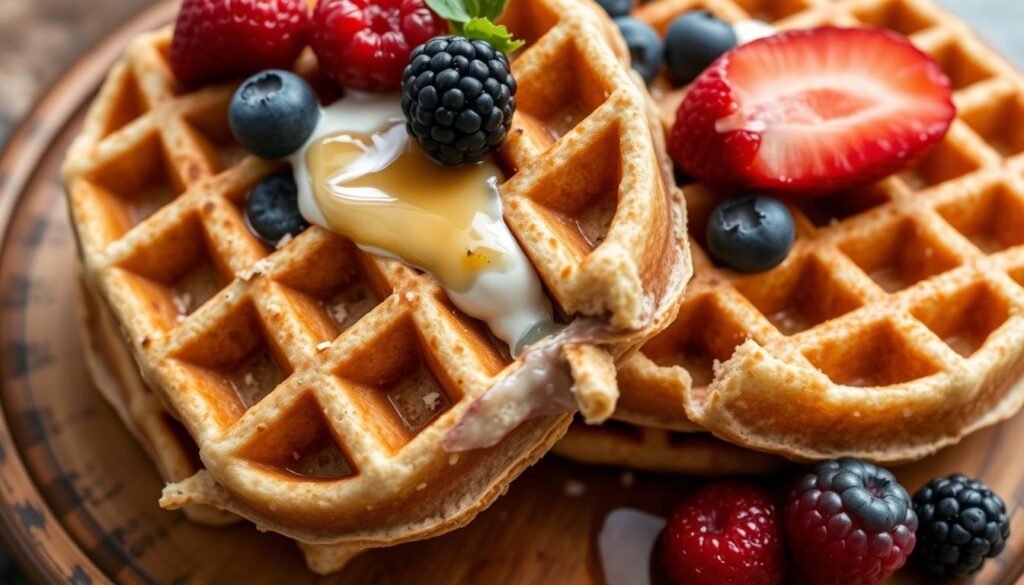 Greek yogurt waffles with oat flour