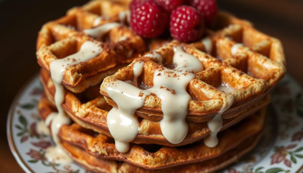 Healthier cinnamon roll waffles