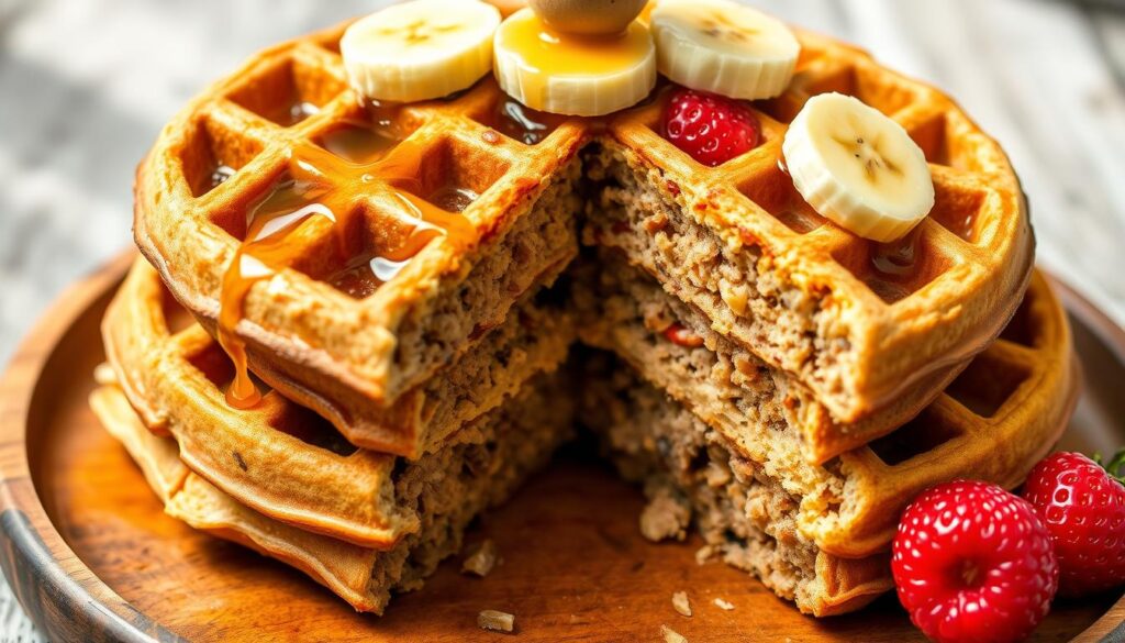 Lentil and banana protein waffles