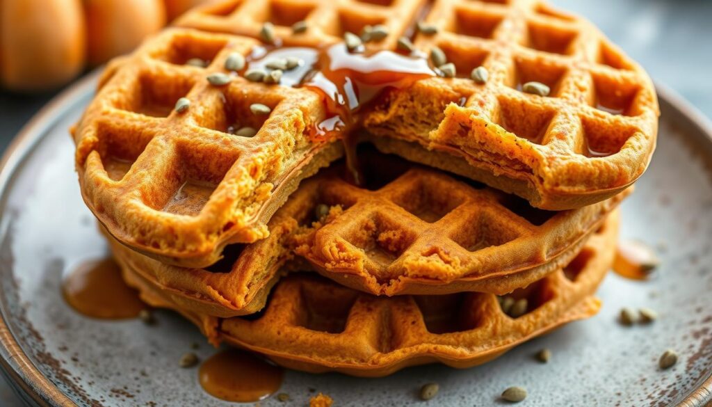 Pumpkin and hemp seed protein waffles