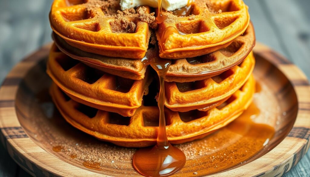 Pumpkin spice protein waffles