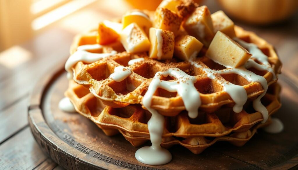 Seasonal cinnamon roll waffles