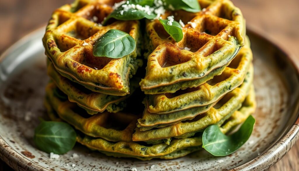Spinach waffles