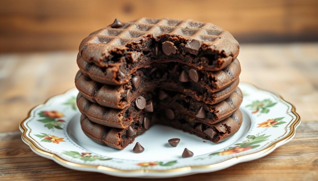 Vegan chocolate waffle cookies
