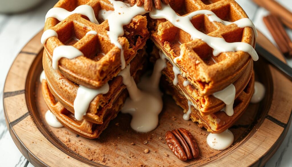 Vegan cinnamon roll waffles