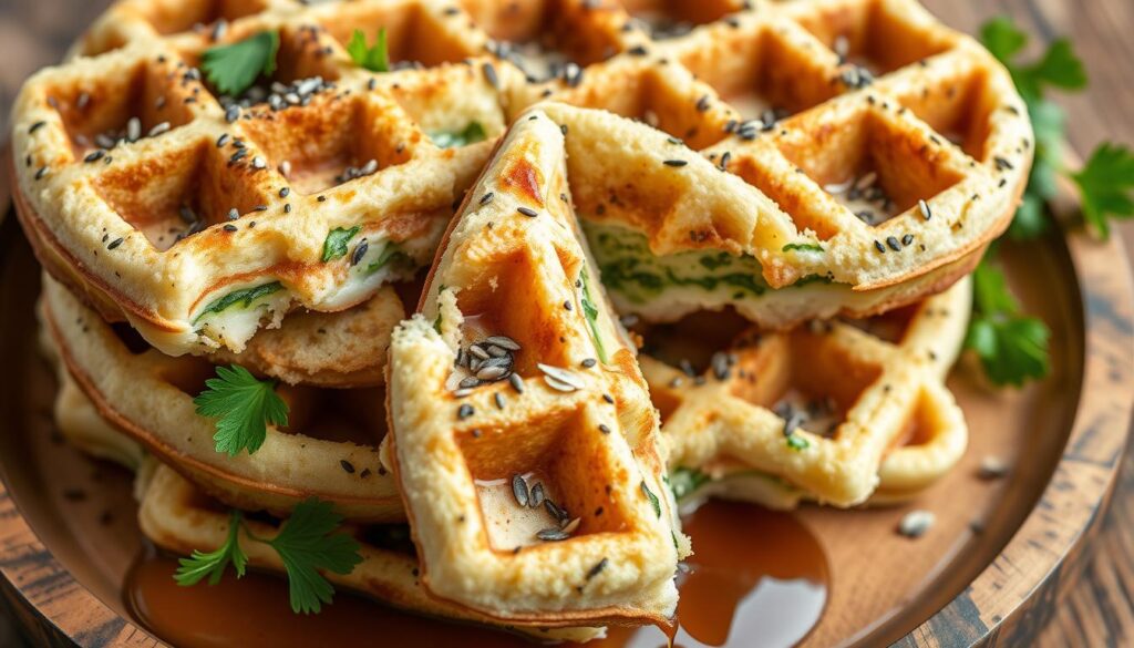 Zucchini and chia seed protein waffles