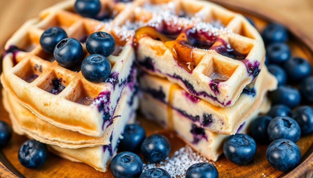 Antioxidant-rich blueberry waffles