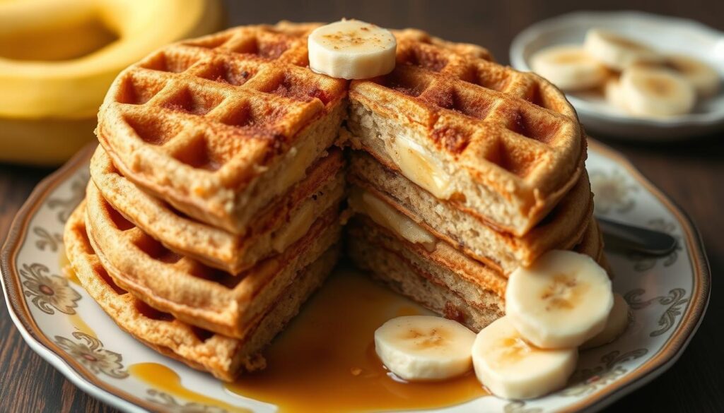 Banana cinnamon cassava flour waffles