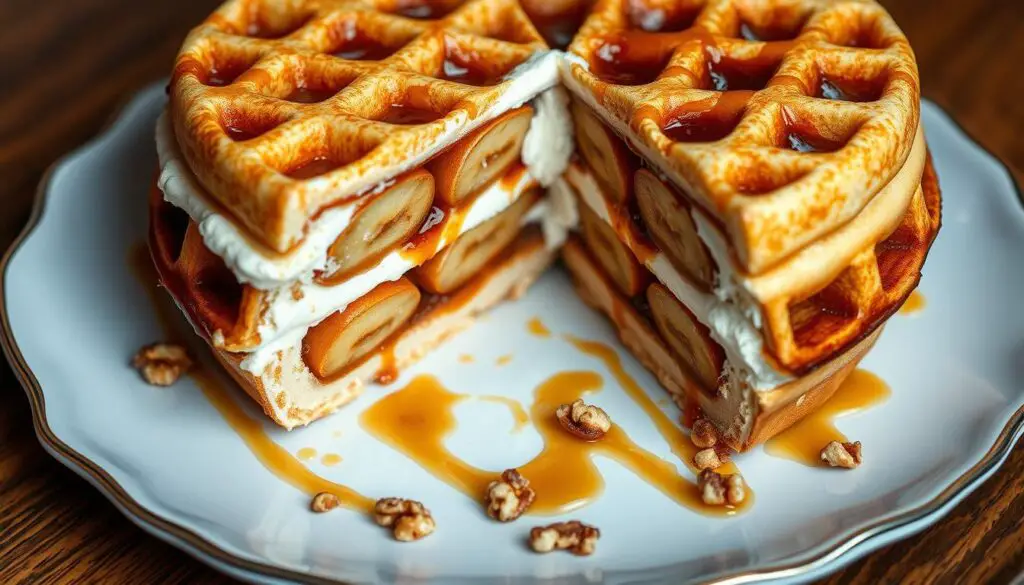 Bananas Foster Belgian Waffle Cake