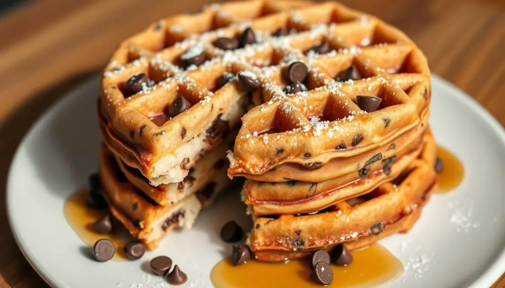 Chocolate chip brioche waffles