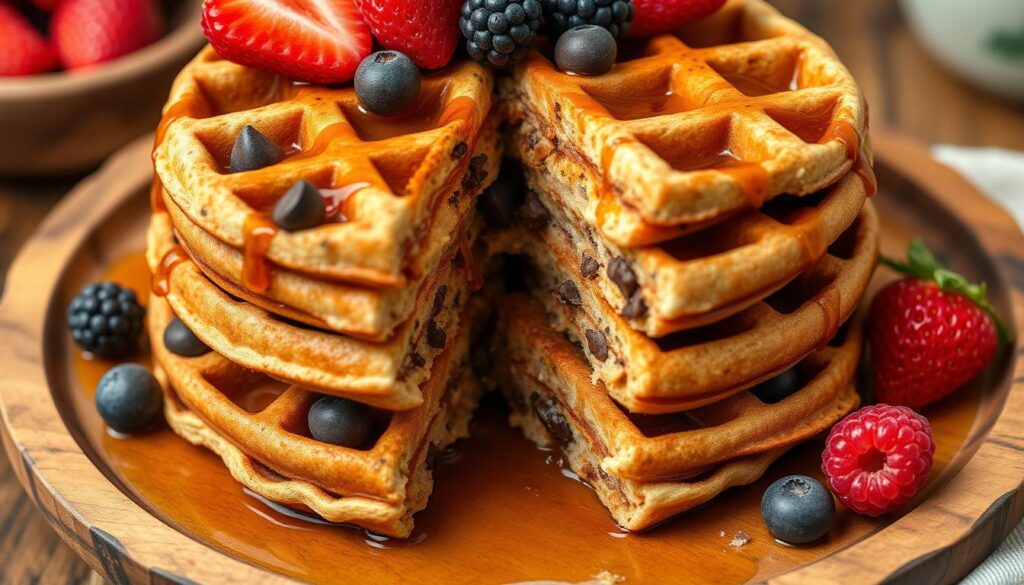 Chocolate chip cassava flour waffles