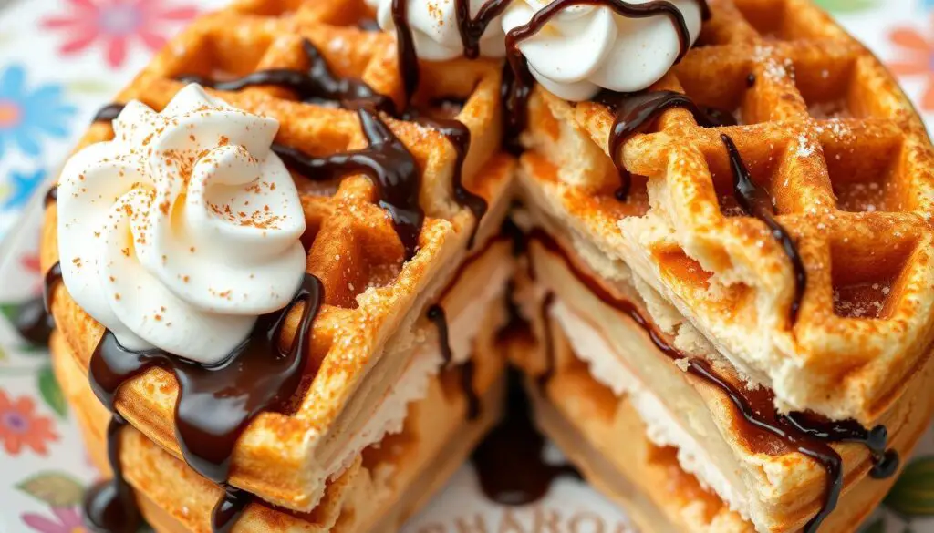 Churro waffle fusion dessert