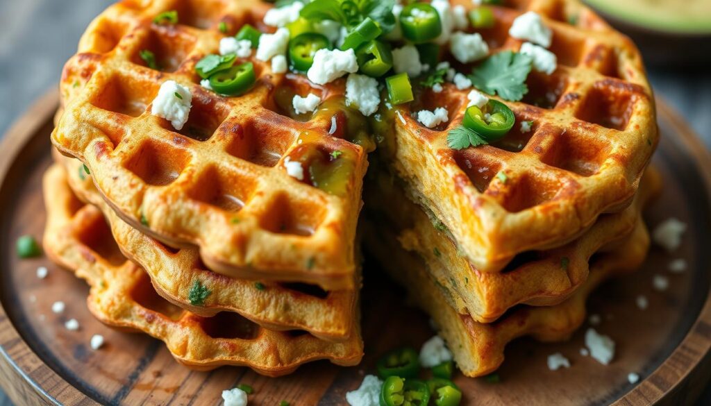 Cornmeal and jalapeño waffles with Southwestern flavors