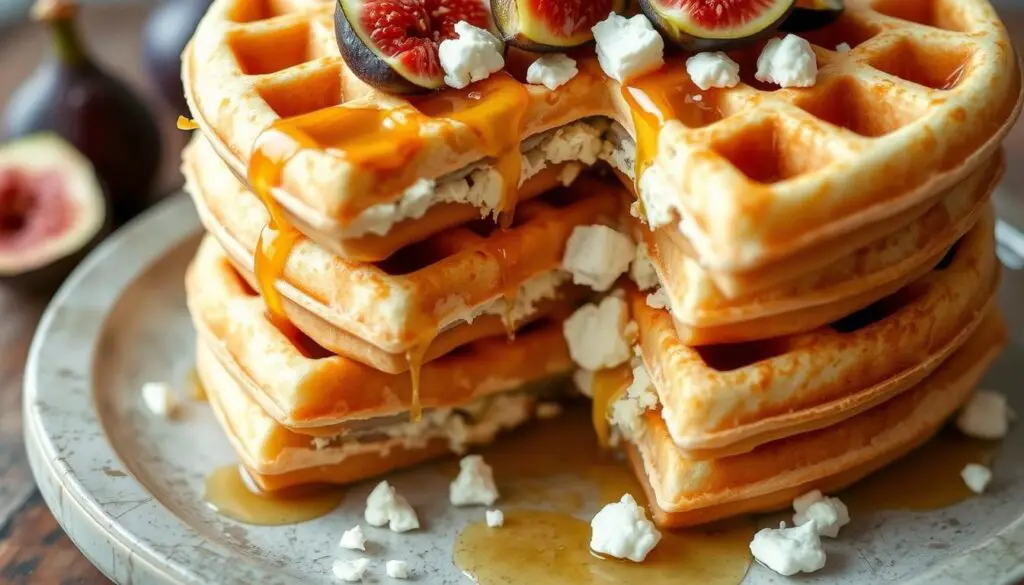 Fig and goat cheese brioche waffles