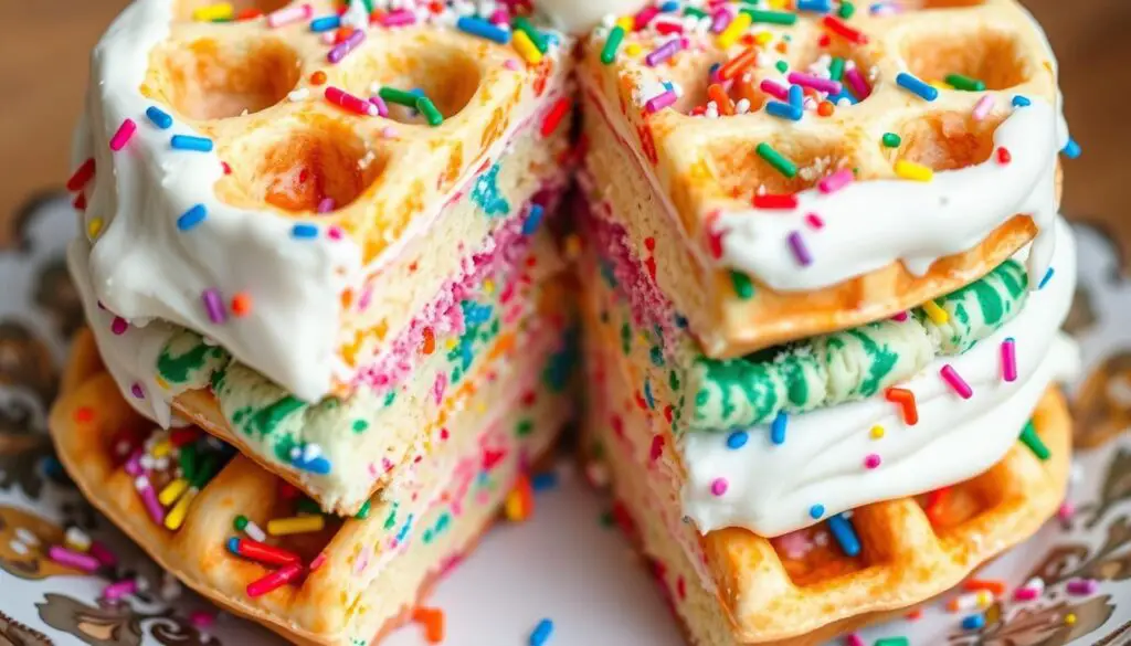 Funfetti waffle birthday cake