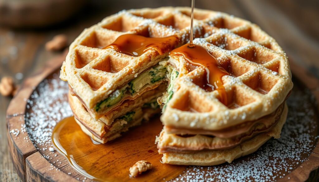Gluten-free zucchini oatmeal walnut waffles