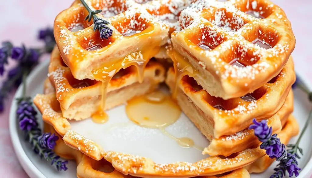 Lavender honey brioche waffles