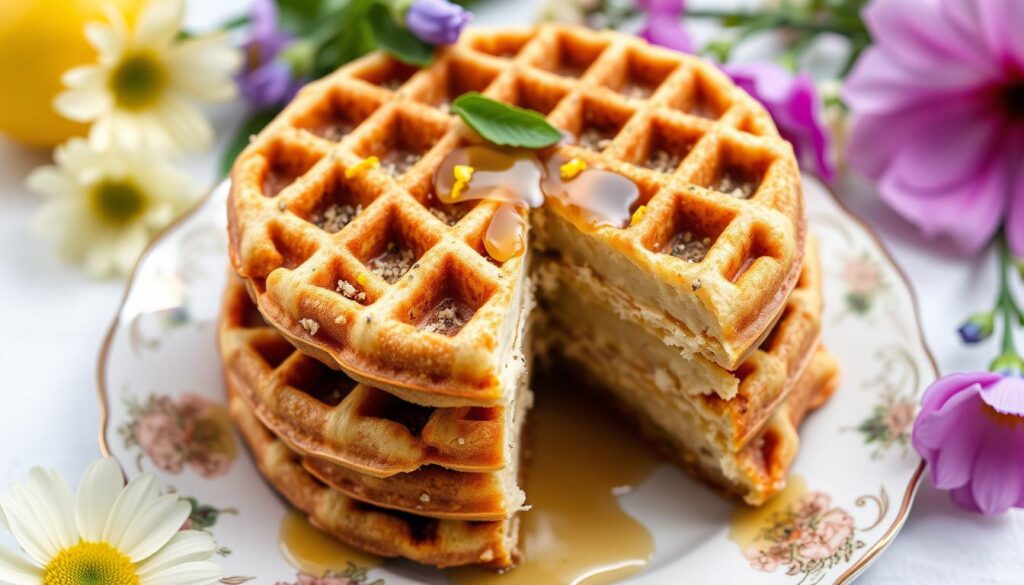 Lemon poppy seed waffles for spring breakfast