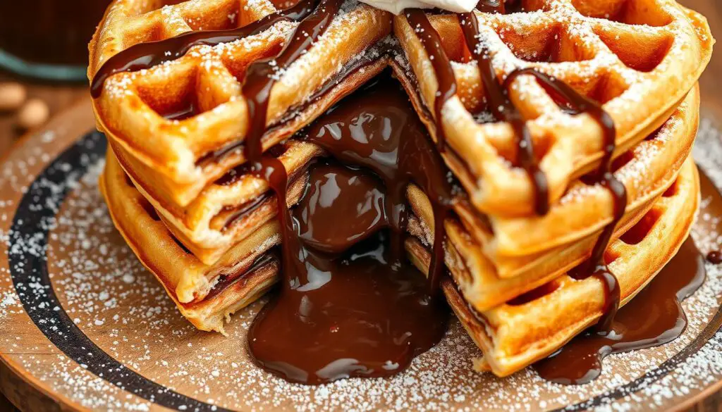 Nutella-stuffed brioche waffles