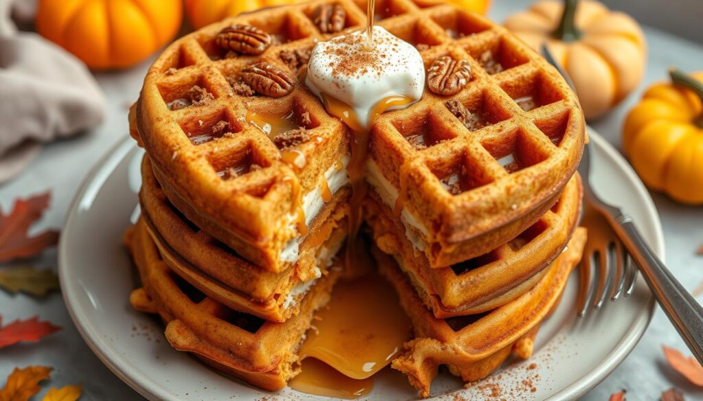 Pumpkin spice waffles fall flavors