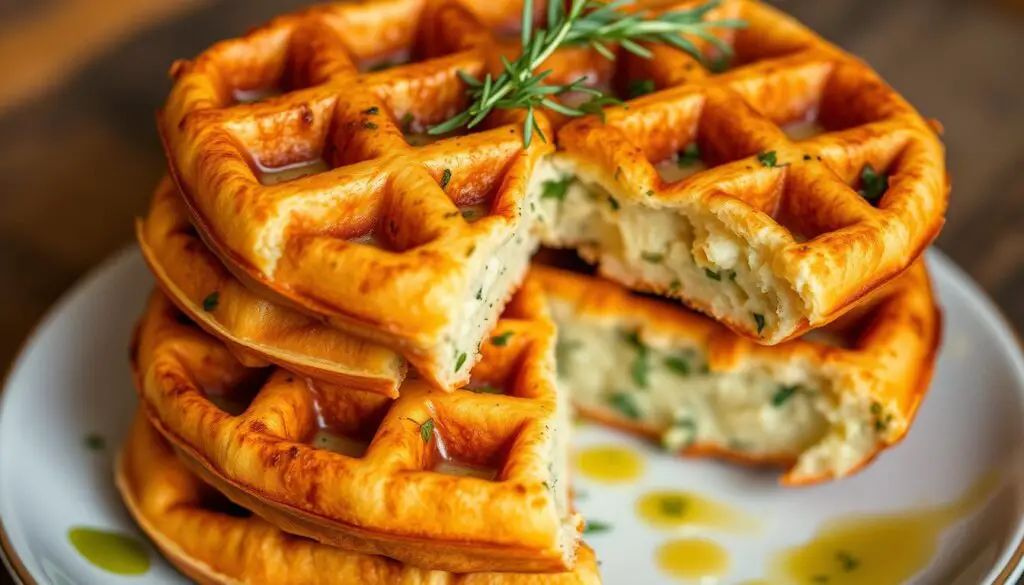 Savory brioche waffles with herbs