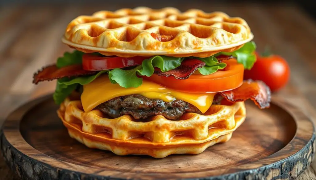 homemade waffle burger