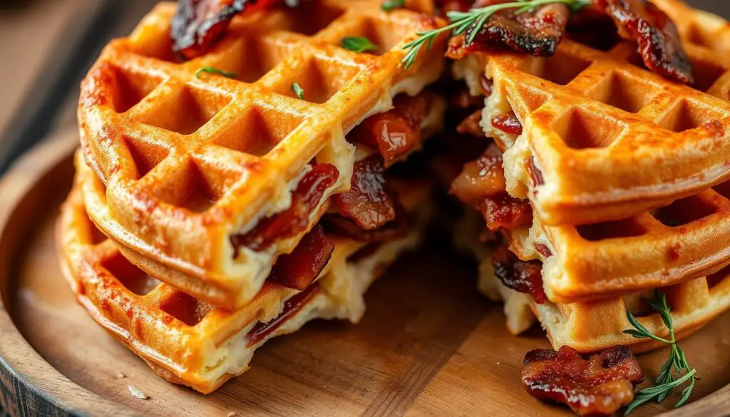 Bacon waffles on a plate