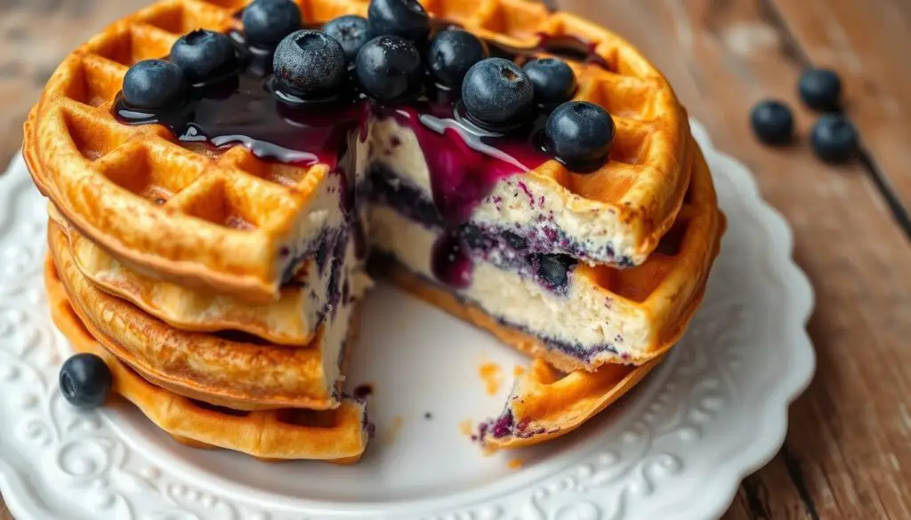 Blueberry Cheesecake Stuffed Waffles