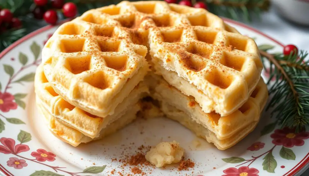 Eggnog waffles with holiday flavor