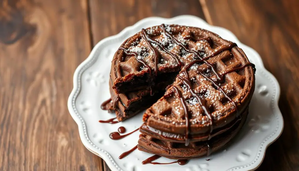 Fudgy waffle brownies with crispy edges