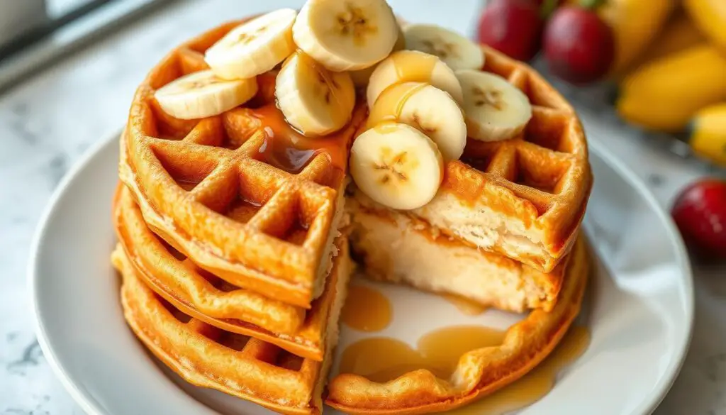 Healthy banana waffles