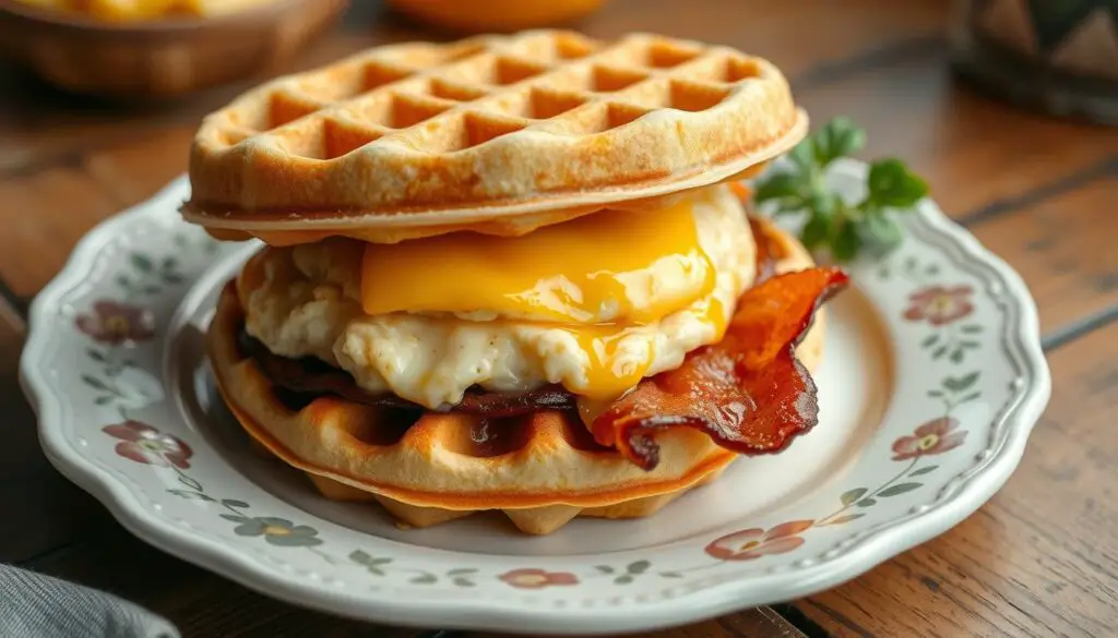 Waffle breakfast sandwich trends