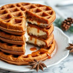 Recipes for Gingerbread Waffles Stuffed with Cheesecake